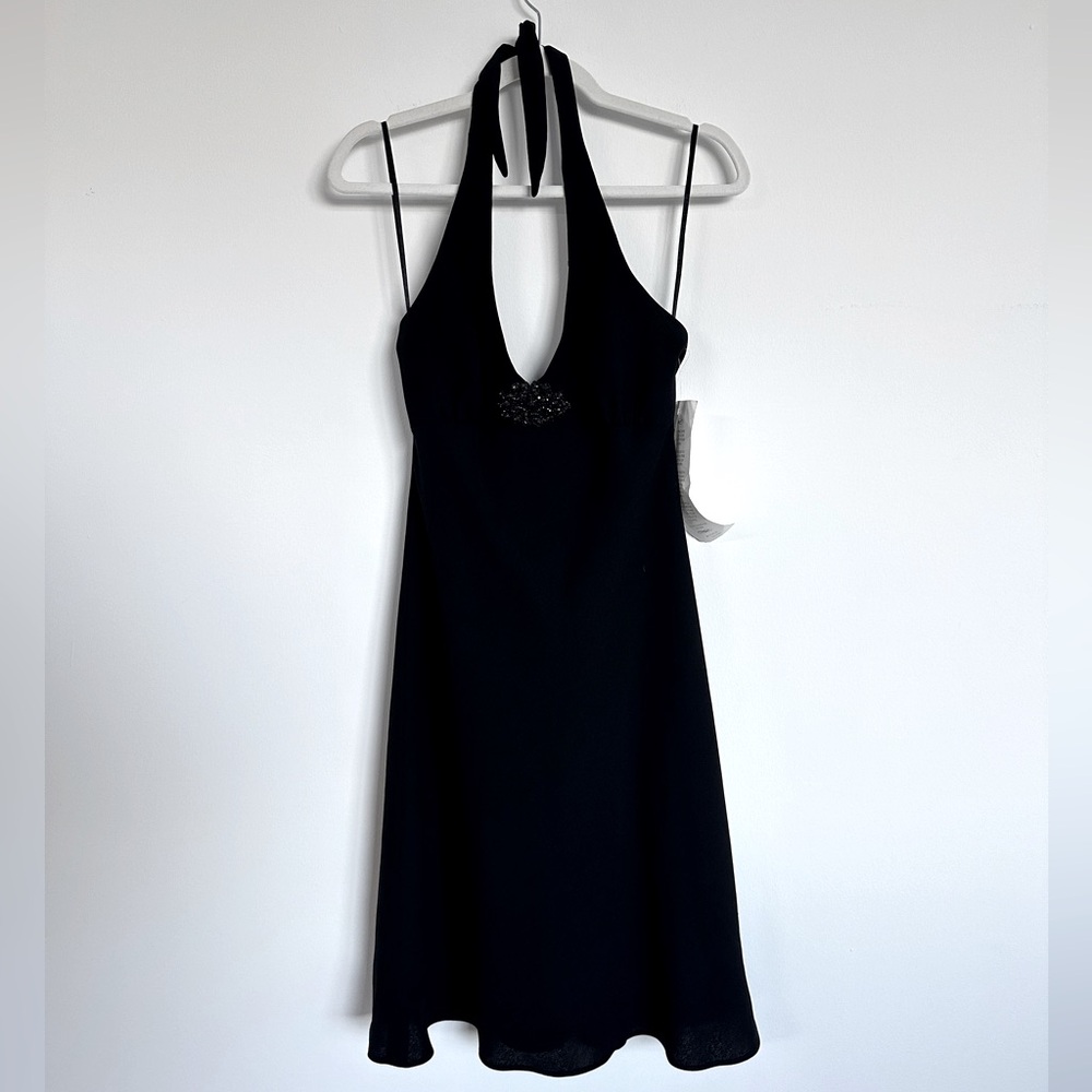 Jones New York Allure Black Beaded Swing Formal Halter Mini Dress Size 8 | NWT